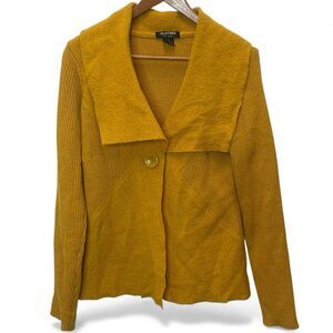 Clothes Small Vintage Boiled Wool Mustard Yellow Long Sleeve Cardigan Sweater